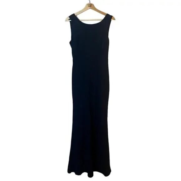 Lulu's Maxi Length Scoop Back Navy Blue Formal Gown Prom Dress Size Medium EUC - Picture 1 of 11